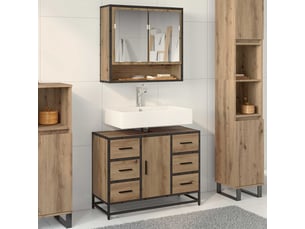 Cabinet de salle de bain, armoire salle de bain chêne artisanal 80 x 33 x 60 cm cf65302