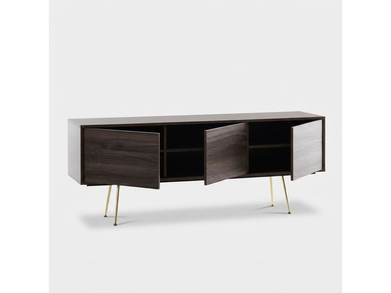 Meuble tv moderne avec 3 portes vharm - marron  - Conforama D