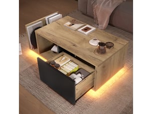 Bahut rétro multifonction : séparateur de pièce avec led, bois et métal intemporel, rangement malin