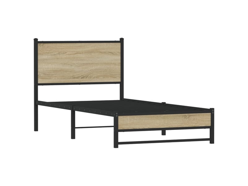  Lit simple- lit adulte -  cadre de lit en métal sans matelas chêne sonoma 80x200 cm  - Conforama B