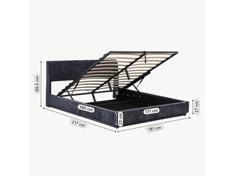  Lit double capitonné tröstiar avec éclairage led 180 x 200 cm bleu [en.casa] Tröstiar - Conforama D