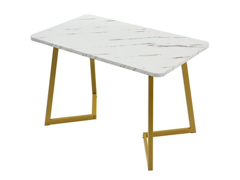  Table à manger 117x68cm - plateau imitation marbre &amp; pieds dorés - style moderne et luxe - pour salle à mangersalon - blanc et or 117x68x75cm - Conforama D