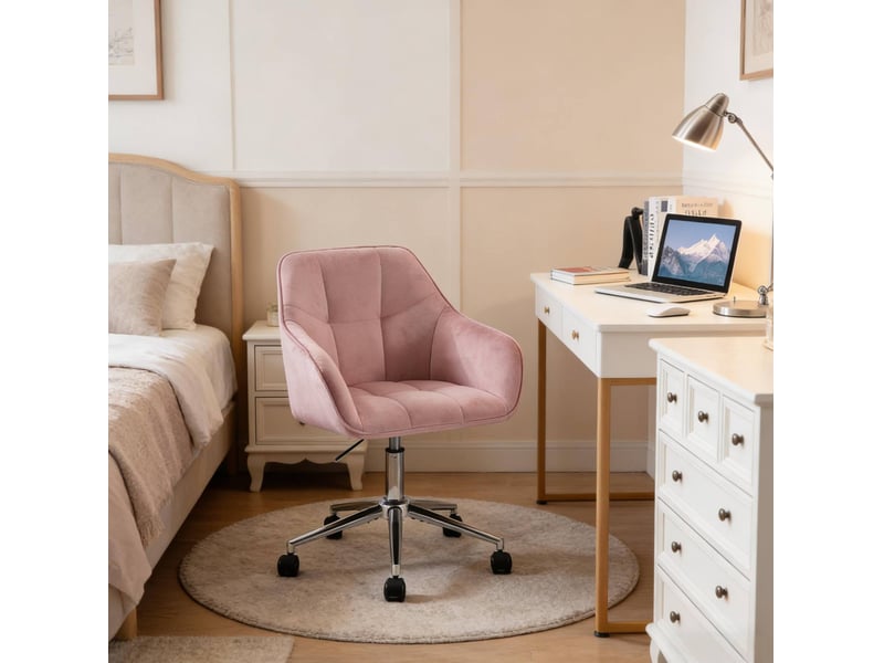  Chaise de bureau 40,5x40 cm réglable pivotante métal rose  - Conforama D