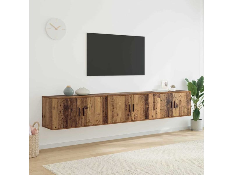  Ensemble de meuble tv - banc tv - meuble de rangement mural 3 pcs bois ancien bois d'ingénierie  - Conforama B