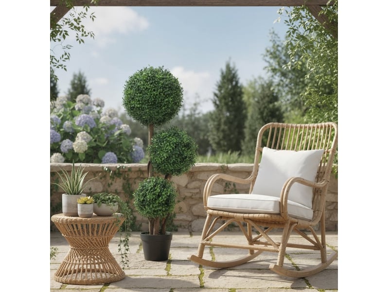  Plante artificielle buis 3 boules 30x30x100 cm – vert – feuillage anti-uv, sans entretien, avec pot  - Conforama B