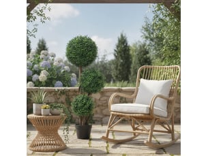Plante artificielle buis 3 boules 30x30x100 cm – vert – feuillage anti-uv, sans entretien, avec pot