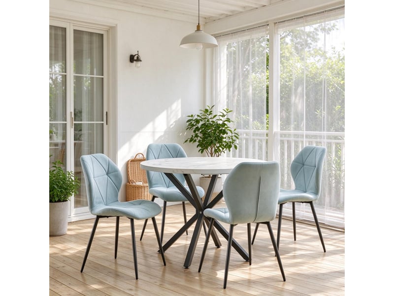 Chaise de salle à manger - fauteuil de salon élégant, ensemble de 4 chaises modernes avec revêtement doux, fauteuil lounge, menthe - Conforama R