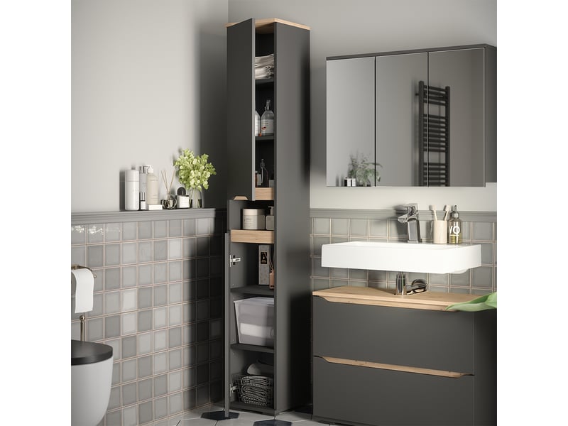  Vicco meuble salle de bain, anthracitechêne artisan, 30.2x192.5cm  - Conforama E