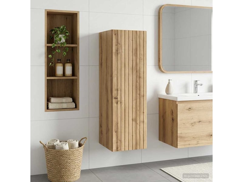  Cabinet salle de bain mural, meuble de rangement chêne artisanal shl4883  - Conforama B