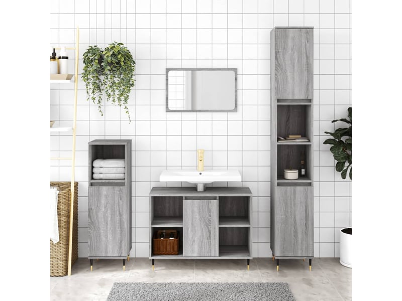  Ensemble de meubles de salle de bain 3 pcs sonoma gris cf63816  - Conforama B