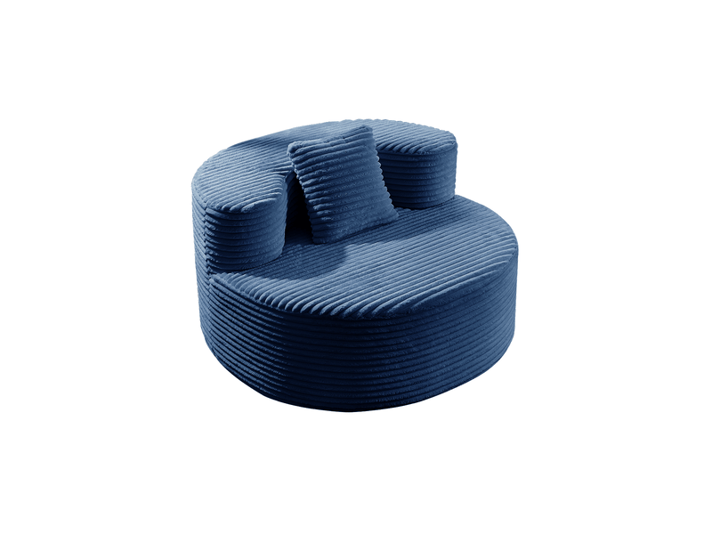  Fauteuil pouf ulevr cloud compressé en velours côtelé bleu, mousse haute densité, sans montage, 112 x 105 x 59 cm  - Conforama A