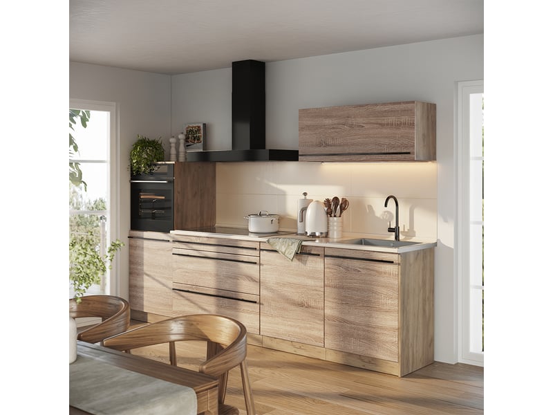 Vicco cuisine, sonomachêne doré, 280cm plan de travail chêne doré - Conforama C
