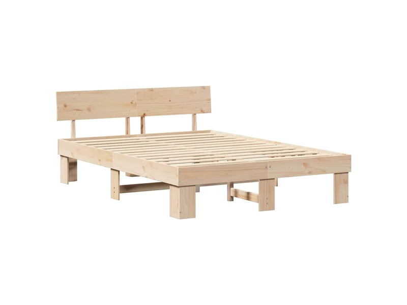  Lit double- lit adulte -  cadre de lit avec tête de lit naturel 140 x 200 cm pin massif  - Conforama C