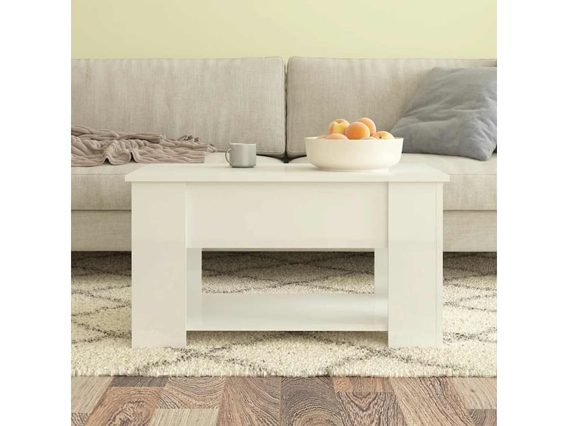  Table basse rectangulaire | table de salon blanc brillant 79x49x41 cm bois d'ingénierie shl2754  - Conforama C
