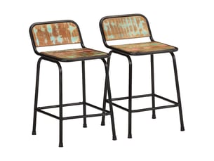 Lot de 2 tabouret de bar, chaise de bar 46x35,5x70cm bois massif récupération