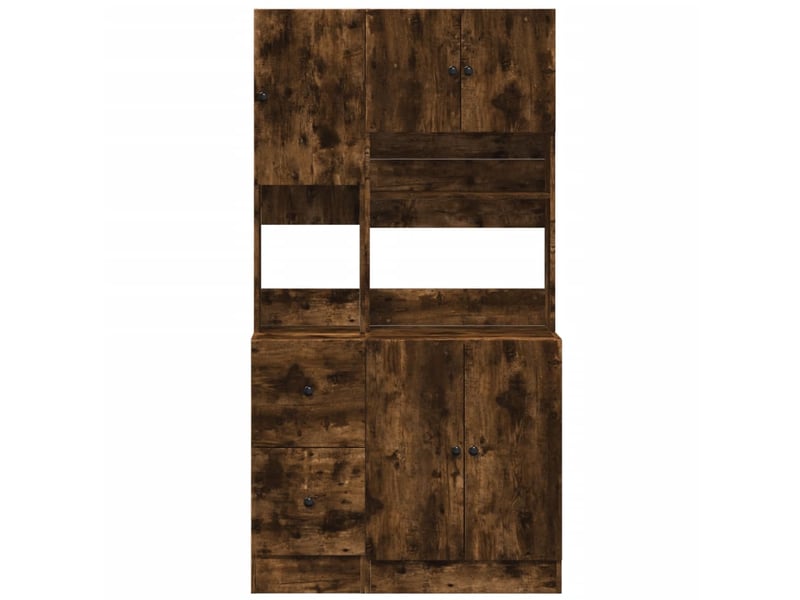  Armoires de cuisine en bois d'ingénierie 95 x 50 x 180 cm avec grands espaces de rangement style moderne en chêne fumé 02_0055529  - Conforama B