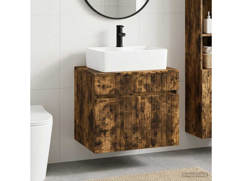 Ensemble de mobilier de salle de bain chêne fumé cf64633 - Conforama B