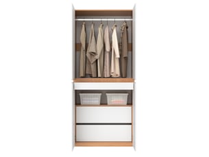 Armoire modenvie 4 portes avec penderie et tiroir à bijoux 90 x 50 x 200 cm blanc effet chêne