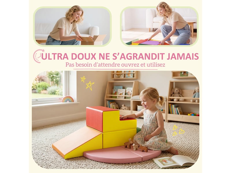  6 blocs de construction en mousse xxl pour enfants - normes en71-1-2-3 - mousse epe revêtement synthétique  - Conforama E