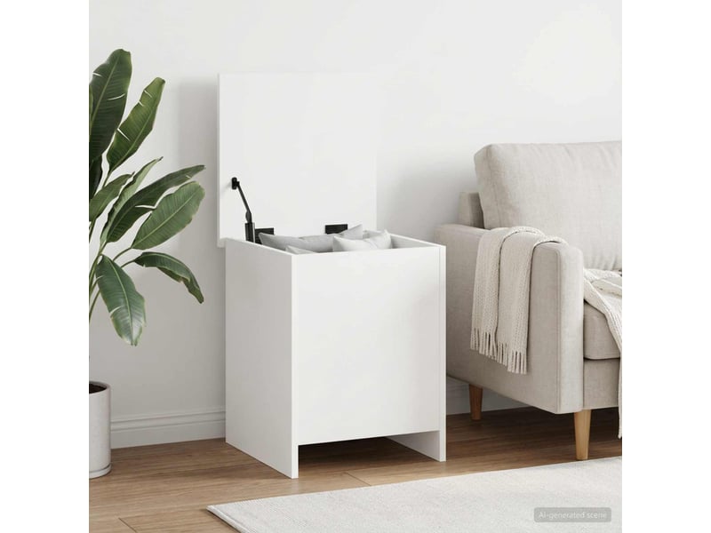 Coffre de rangement blanc 40x40x50 cm bois d'ingénierie - Conforama B