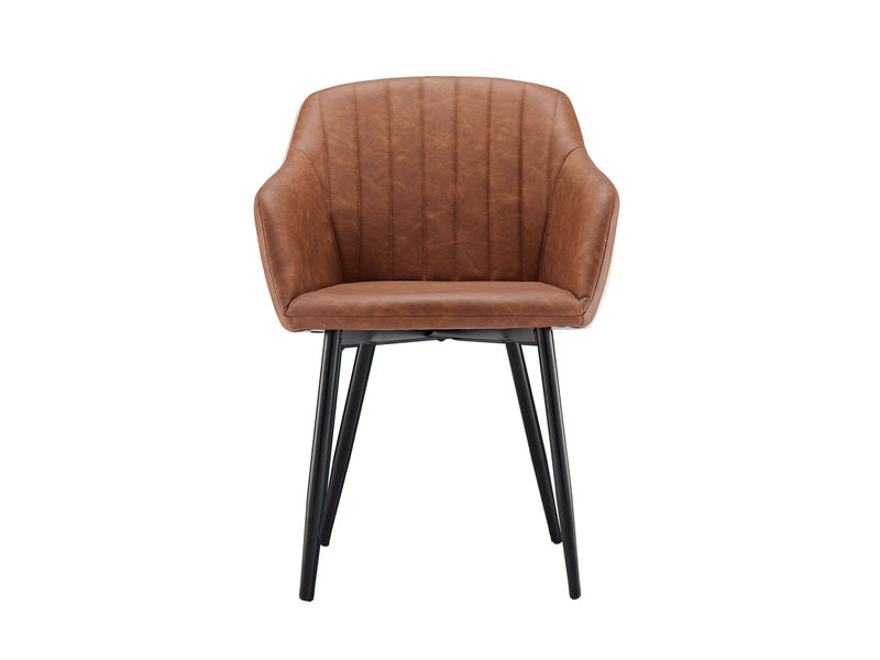  Lot de 6 chaises de salle à manger goeurvant 711 en similicuir et pieds en métal - marron JOD00711AAZ-6 - Conforama R