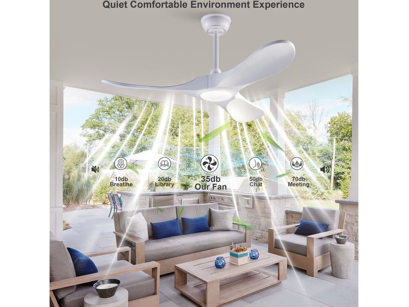  Ventilateur de plafond led 107 cm avec télécommande blanc evryae  - Conforama D