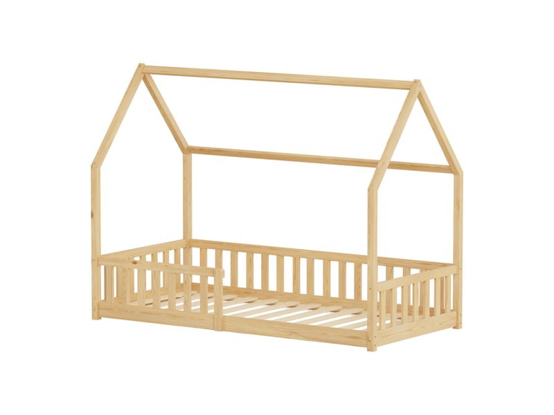  Lit cabane pour enfant en bois de pin clair avec sommier terre de nuit  - Conforama A