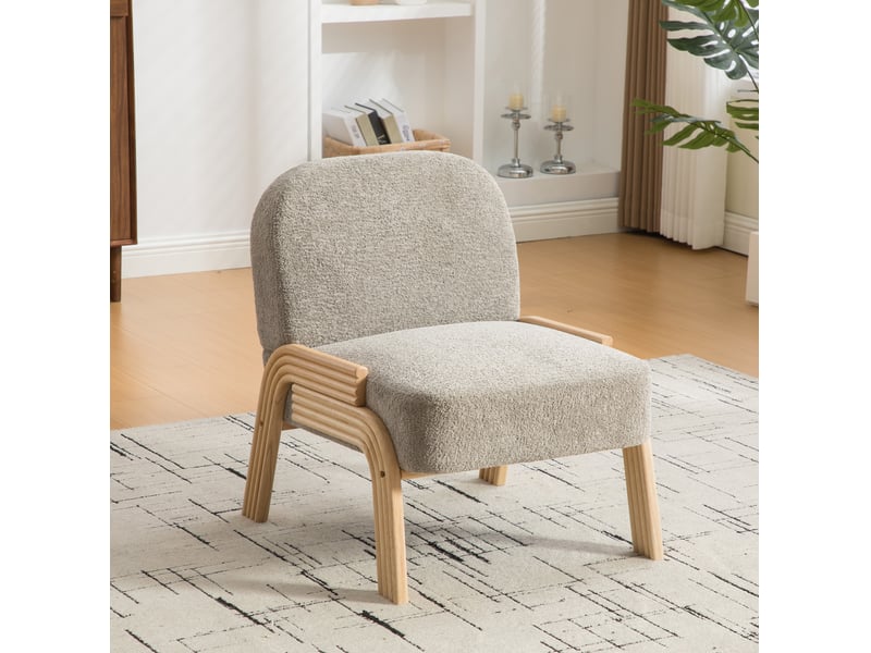  Fauteuil lounge scandinave en chenille gris  - Conforama C