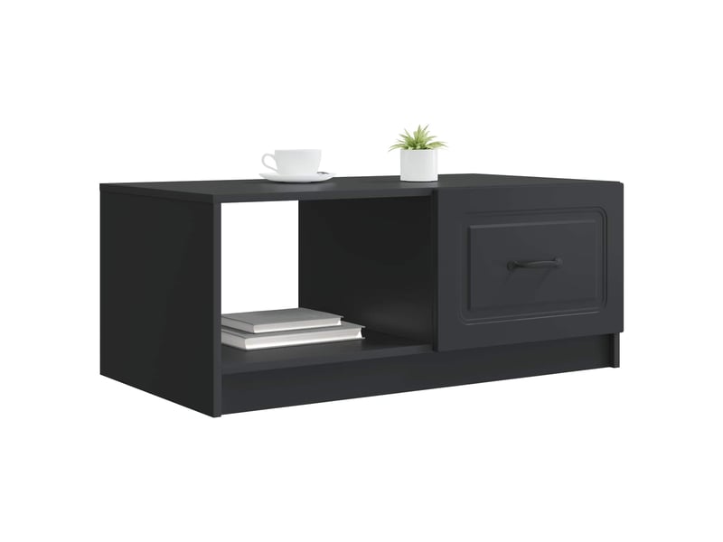  Table basse - table de salon - table à thé noir 90 x 50 x 37 cm bois d'ingénierie  - Conforama C
