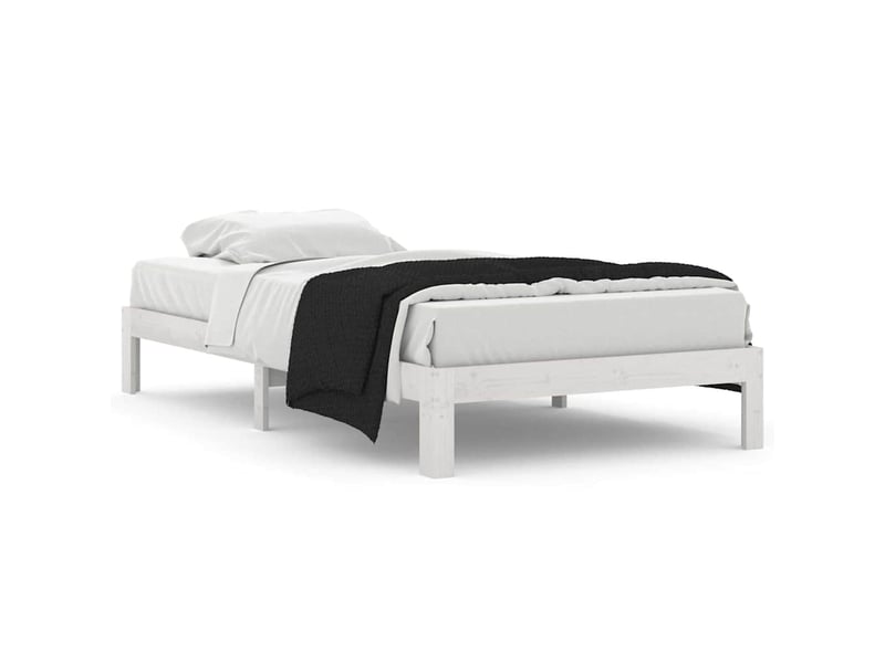  Lit simple- lit adulte -  cadre de lit sans matelas blanc bois de pin massif 100x200 cm  - Conforama A