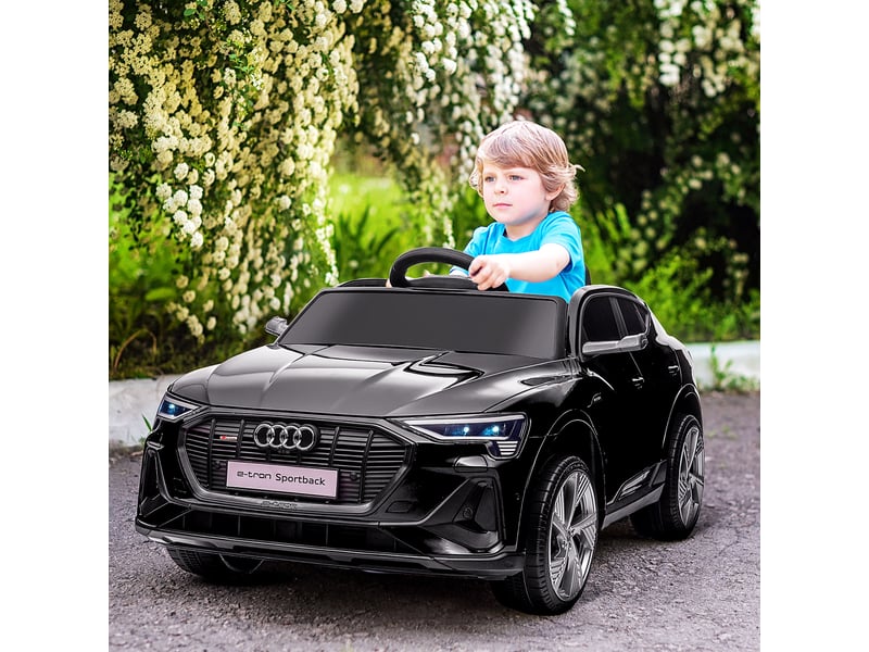 Voiture électrique audi e-tron sportback sous licence, 12 v, 5 kmh, télécommande 2,4g, phares led, musique, usb mp3  - Conforama D