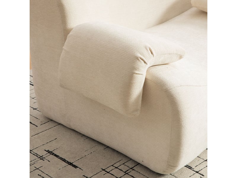 Canapé modulable modulaire tissu chenille mousse 30d très élastique déplacement facile dessous antidérapant beige - Conforama C