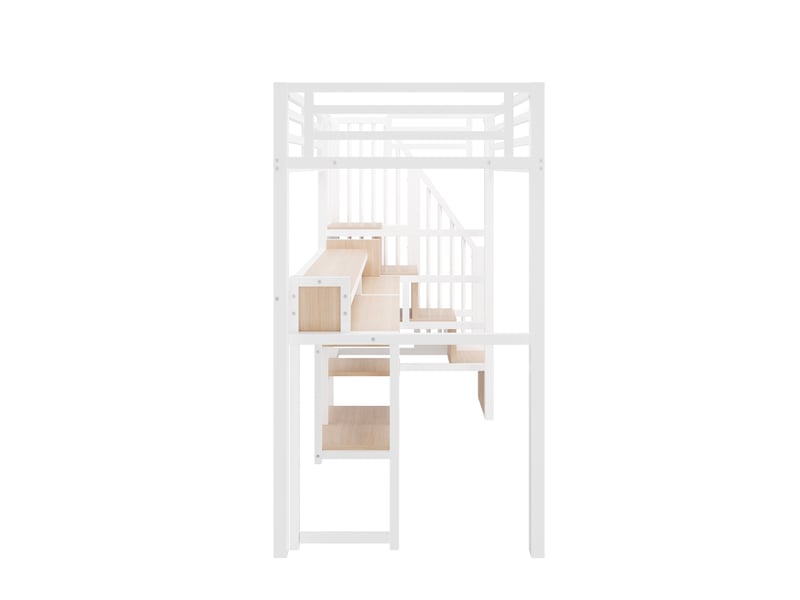  Lit mezzanine en métal blanc 90x200 cm avec rangements, usb-c et led  - Conforama D