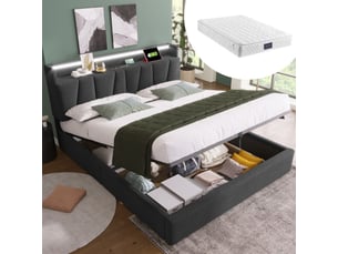 Lit coffre 160x200 cm <strong>SWEIKO</strong>  <strong></strong> coloris gris