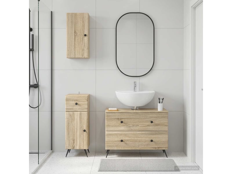  Ensemble de meuble de salle de bain 3 pièces breda chêne sonoma cf63350  - Conforama B