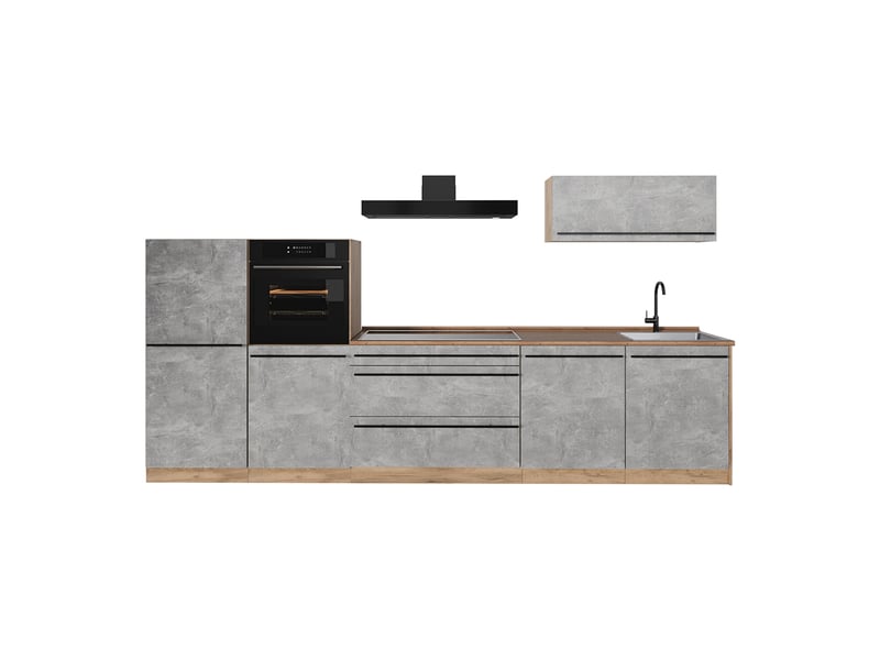 Vicco cuisine, bétonchêne doré, 340cm plan de travail chêne doré - Conforama A