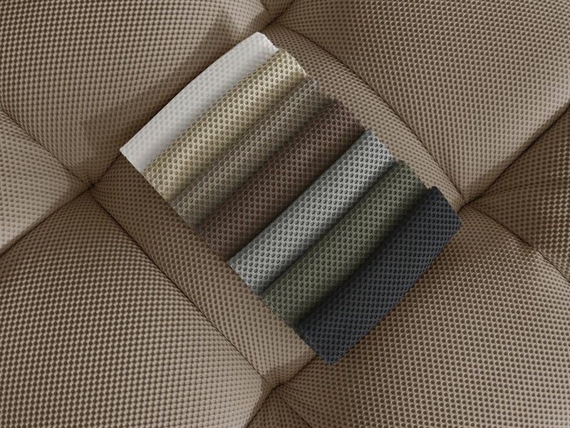  Bobochic canapé droit fixe 3 places cloud tissu mesh avec pouf taupe CLOUD - Conforama C