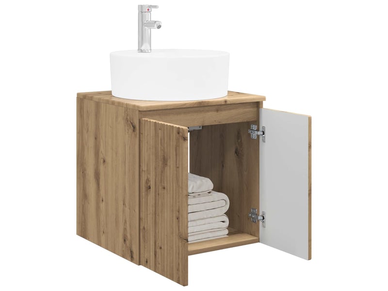  Vanité de lavabo mural, meuble de rangement chêne artisanal 49.5x44.5x65 cm shl390  - Conforama C