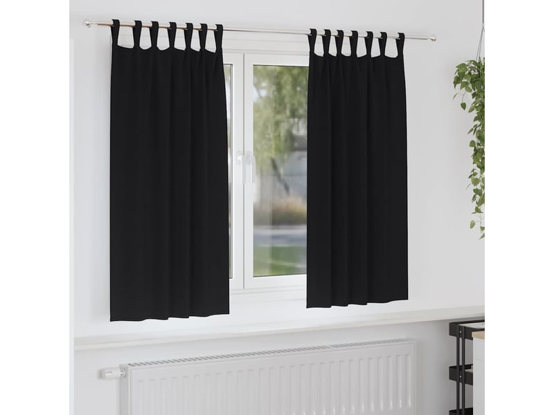  Lot de 2 rideaux occultants, rideaux black-out avec anneaux noir 175 x 140 cm cf44710  - Conforama B
