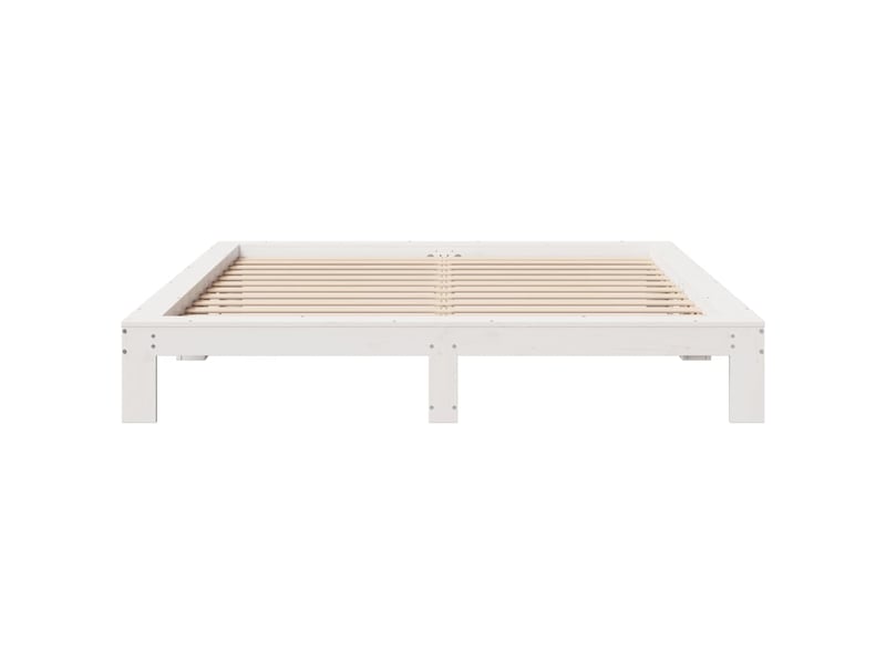  Lit double- lit adulte -  cadre de lit sans matelas blanc 200x200 cm bois massif de pin  - Conforama C