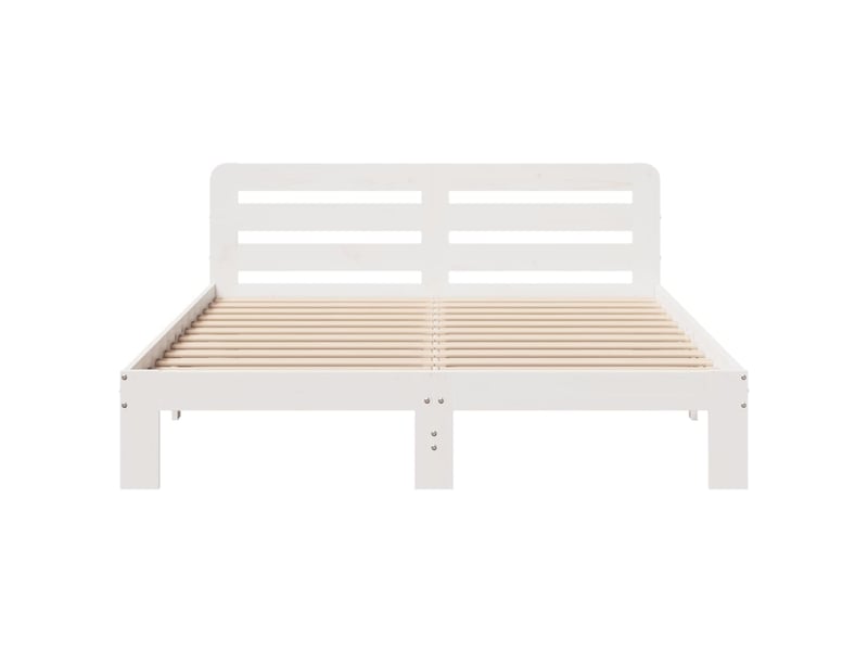  Lit double- lit adulte -  cadre de lit sans matelas blanc 140x200 cm bois de pin massif  - Conforama C