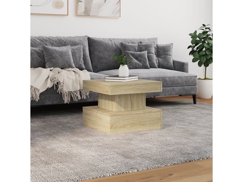  Table basse - table de salon - table à thé avec lumières led chêne sonoma 50x50x40 cm  - Conforama D
