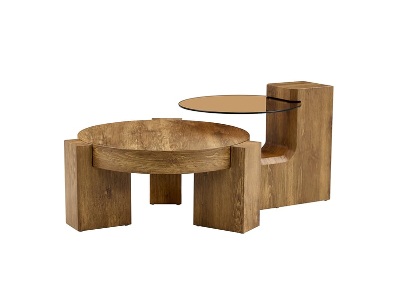  Table basse carré 61×61×30 cm, mdf et verre, bois Fay Lum - Conforama A