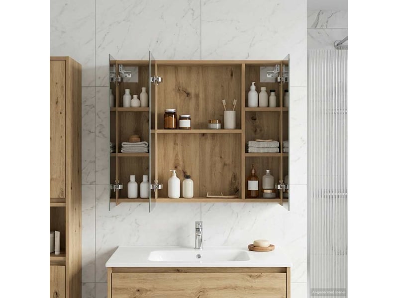  Amoire de salle de bain, meuble de salle de bain avec miroir chêne artisanal shl5902  - Conforama B