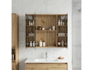 Amoire de salle de bain, meuble de salle de bain avec miroir chêne artisanal shl5902