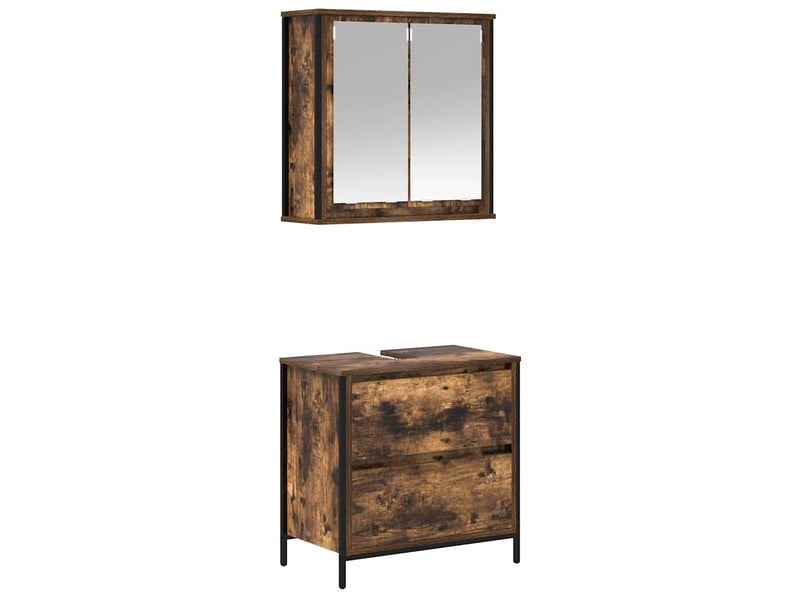 Ensemble de meubles de salle de bain 2 pcs en bois d'ingénierie chêne fumé cf63616 - Conforama A