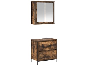 Ensemble de meubles de salle de bain 2 pcs en bois d'ingénierie chêne fumé cf63616