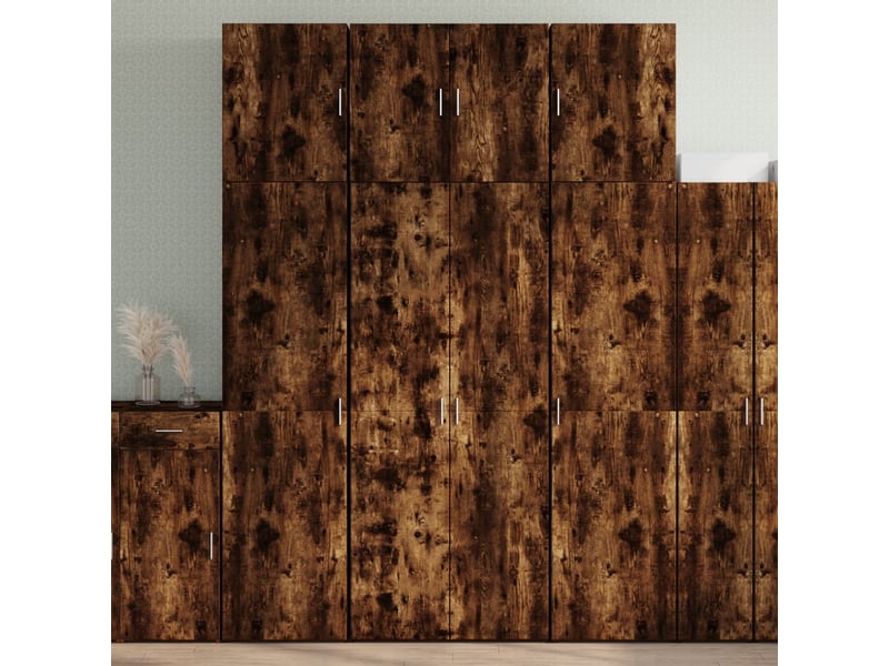  Buffet haut - bahut - meuble de rangement chêne fumé 80x42,5x249 cm bois d'ingénierie  - Conforama B