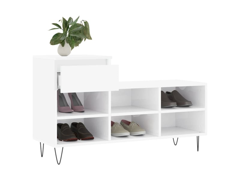  Meuble à chaussure blanc brillant 102x36x60 cm bois ingénierie shl9644  - Conforama D