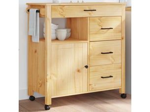 Desserte de cuisine, chariot de rangement 84x40x88.5cm bois massif de pin shl95772
